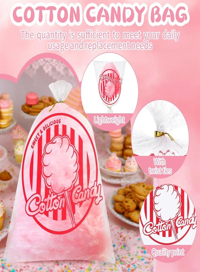 woric 320PCS Cotton Candy Bags with Ties 11.8 x 17.7 Inch Clear Cotton Candy Bags with Print for Carnivals Party and Kitchen - Image 3